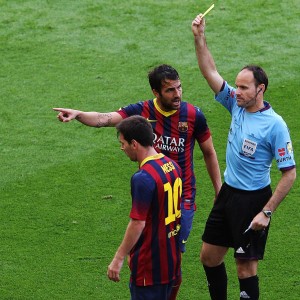 Messi fue amonestado durante el partido. Foto de Quique García / Agencia AFP 