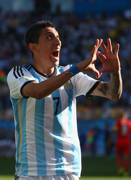 Di María festeja a pleno el gol del triunfo contra Suiza. Foto de Julian Finney/Getty Images South America / Vía Zimbio